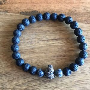Lion head bracelet with lava type beads